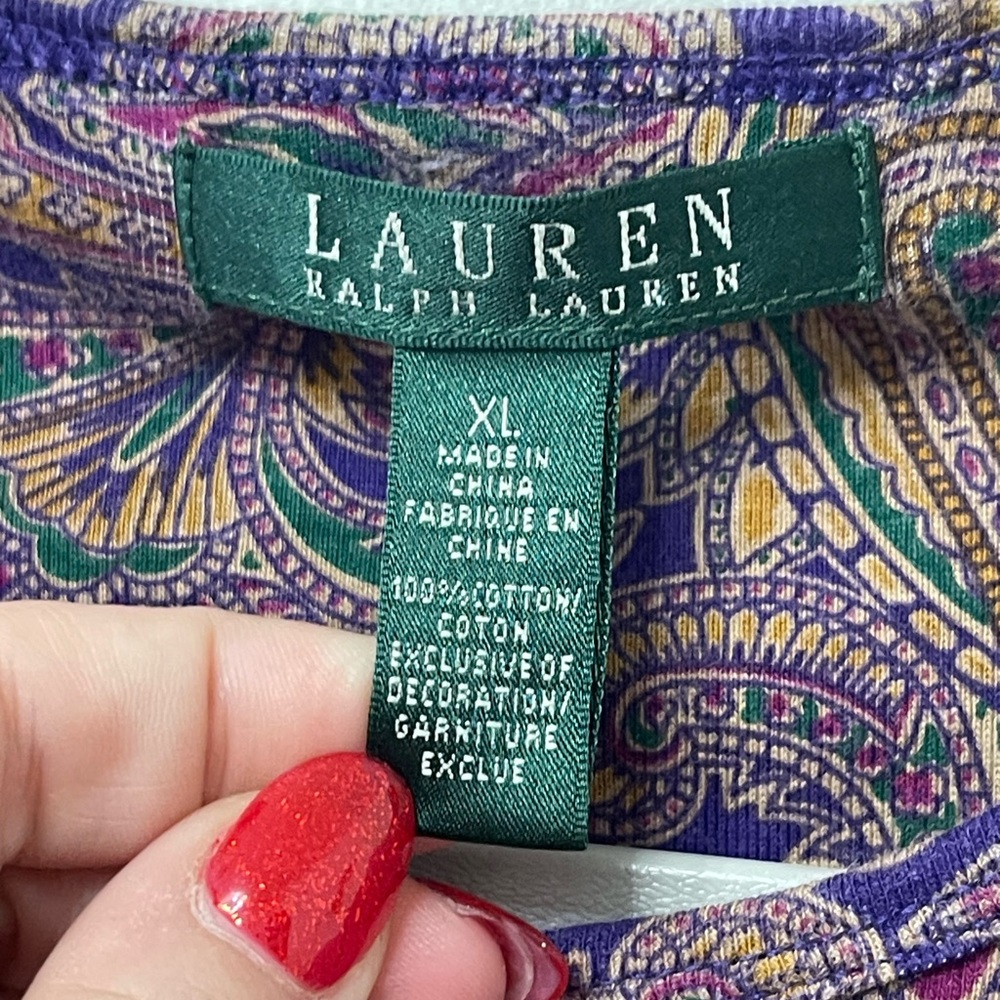 Lauren Ralph Lauren Paisley Print Long Sleeve Top - Picture 5 of 5